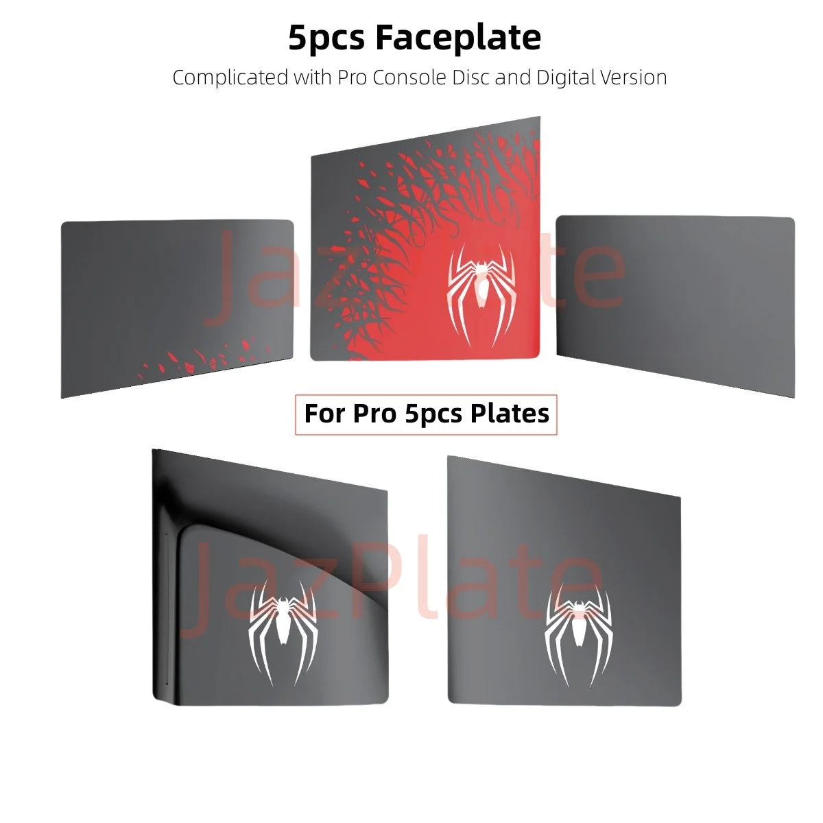 5 in 1 30th Anniversary Gray FacePlates for PS5 Pro Disc and Digital Edition PlayStation 5 Pro Cover Accessories Faceplate Shell