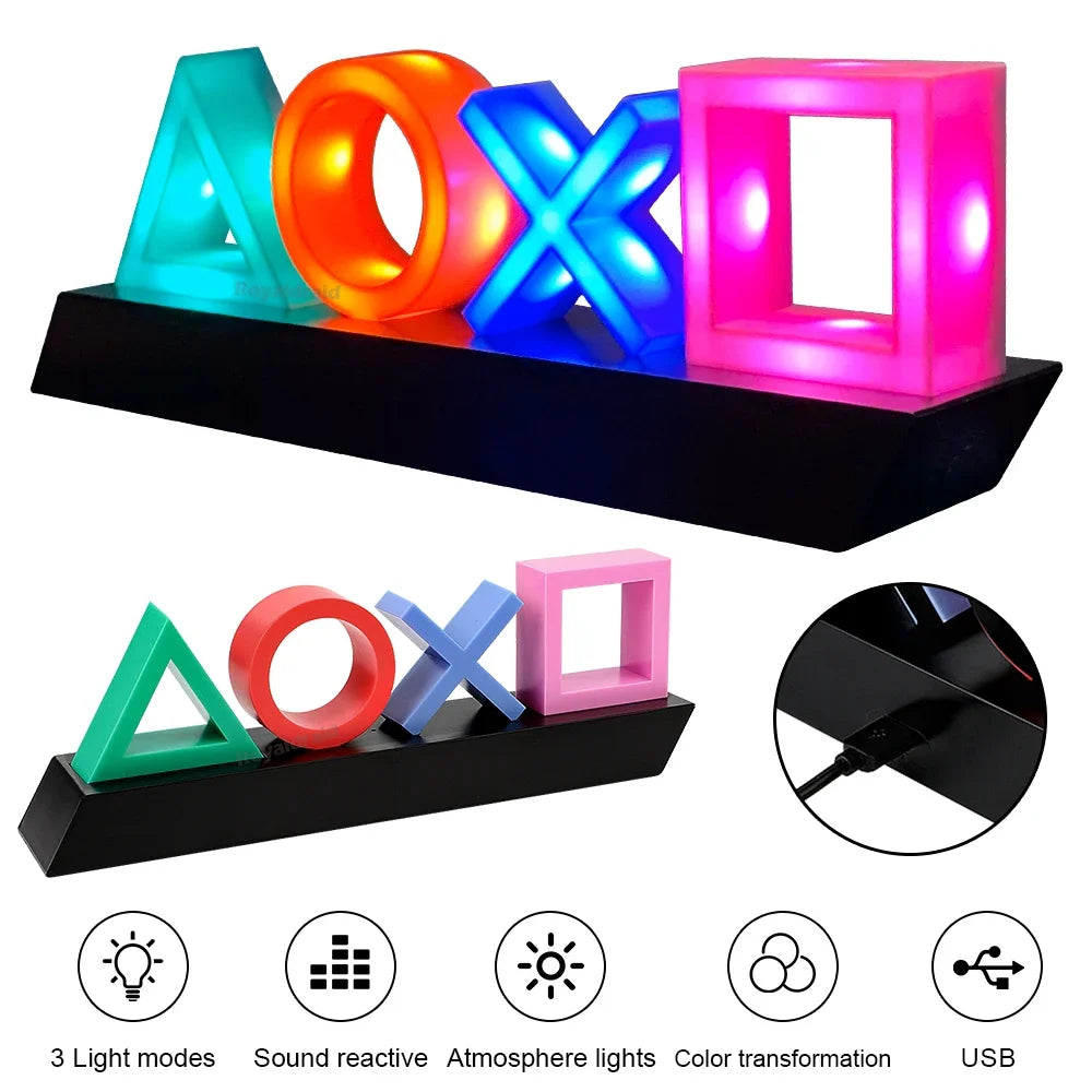Game Icon Light For PS4 PS5 Music Light Voice Control LED Neon Lamp Atmosphere Decoration for Bar USB/Battery Powered