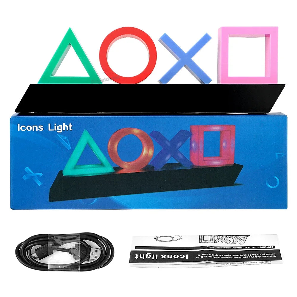 Game Icon Light For PS4 PS5 Music Light Voice Control LED Neon Lamp Atmosphere Decoration for Bar USB/Battery Powered