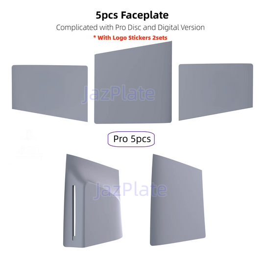 5 in 1 30th Anniversary Gray FacePlates for PS5 Pro Disc and Digital Edition PlayStation 5 Pro Cover Accessories Faceplate Shell