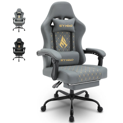 Symino Gaming Chair in Racing Style, Office Chair with Footrest &Adjustable Armrests, 200 kg Load Capacity