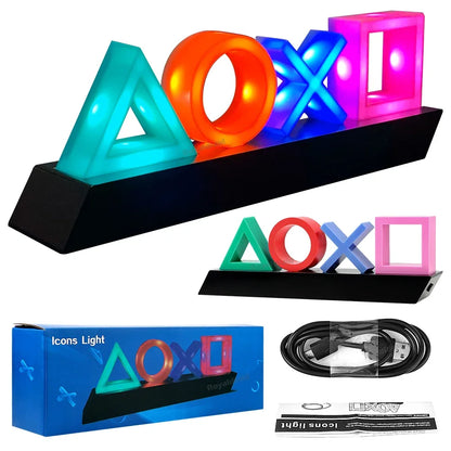 Game Icon Light For PS4 PS5 Music Light Voice Control LED Neon Lamp Atmosphere Decoration for Bar USB/Battery Powered