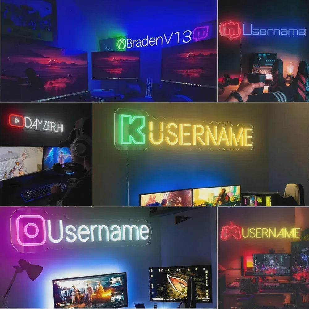 Gamer Neon Sign Custom Name Gamer Neon Light Personalized Led Neon Letters Own Name Game Room Wall Bedroom Decoration Boy Gifts