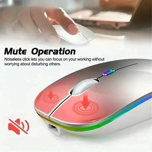 PHONEPACE Dual Mode Wireless Mouse Bluetooth 2.4G Rechargeable Silent LED Backlit Optical Mice for Laptop PC Computer