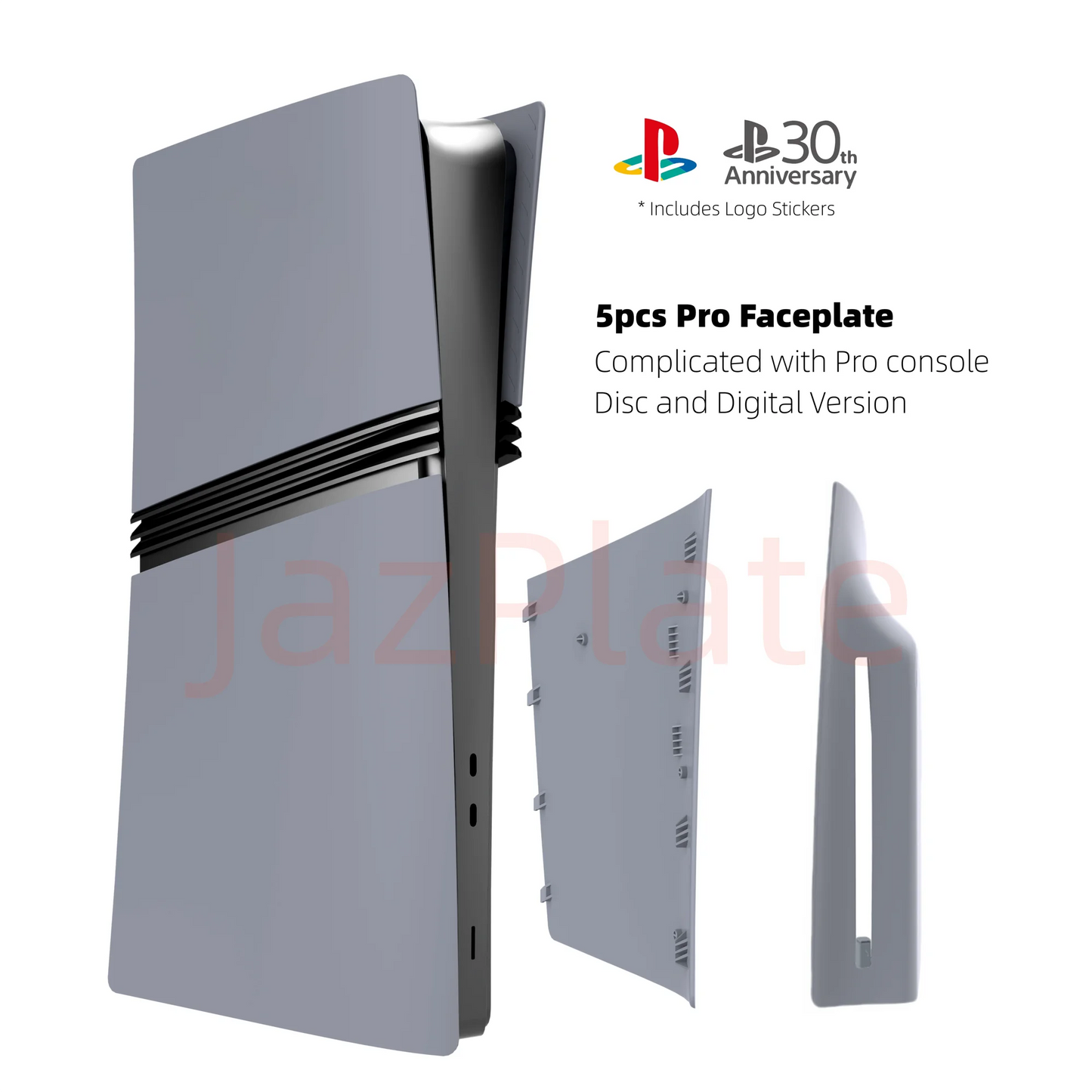 5 in 1 30th Anniversary Gray FacePlates for PS5 Pro Disc and Digital Edition PlayStation 5 Pro Cover Accessories Faceplate Shell