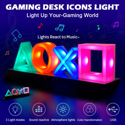 Game Icon Light For PS4 PS5 Music Light Voice Control LED Neon Lamp Atmosphere Decoration for Bar USB/Battery Powered