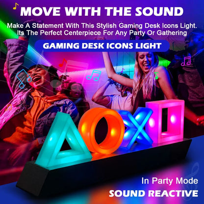 Game Icon Light For PS4 PS5 Music Light Voice Control LED Neon Lamp Atmosphere Decoration for Bar USB/Battery Powered